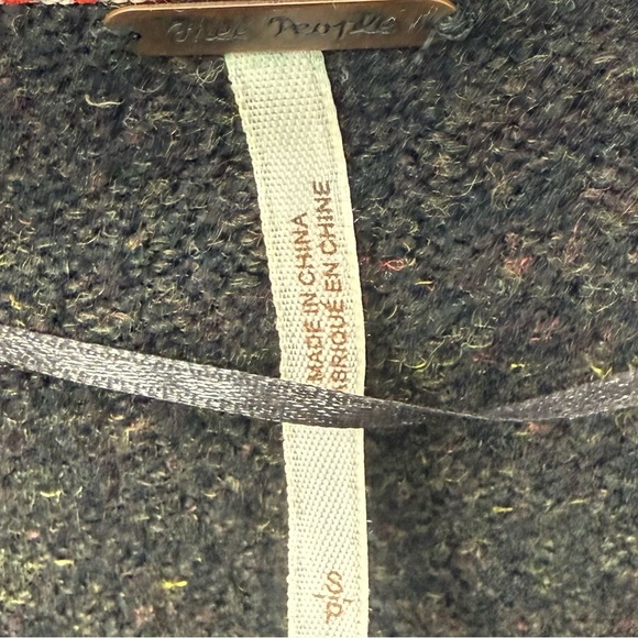 Free People Irresistible Fringe Dark Brown Wool Linen Blend VNeck Sweater Size S - Picture 12 of 13